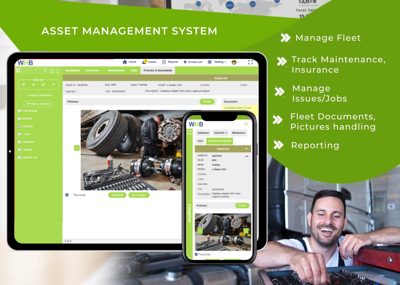 Image explaining features of fleet management system