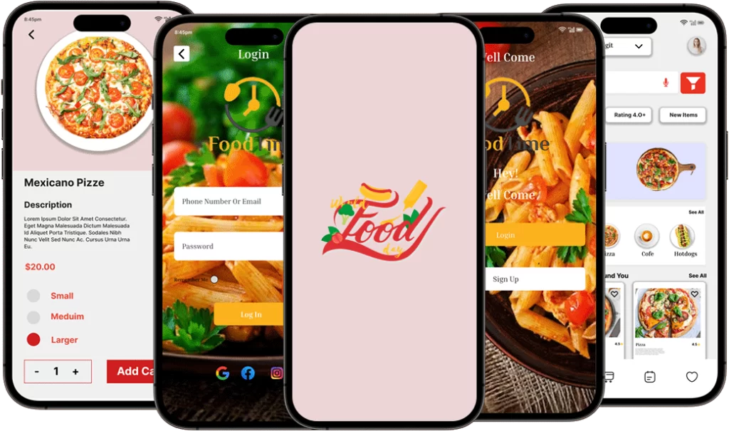 Food mobile app screen