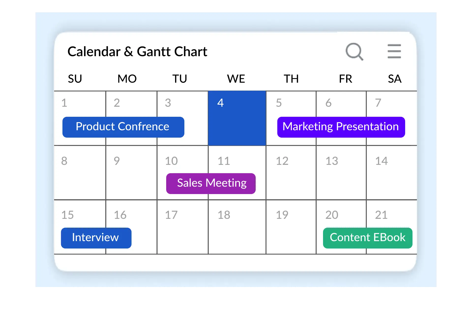 Calendar Gantt Chart